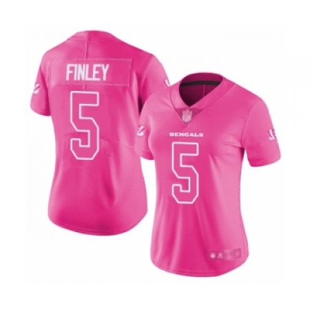 Women's Cincinnati Bengals #5 Ryan Finley Limited Pink Rush Fashion Football Jersey