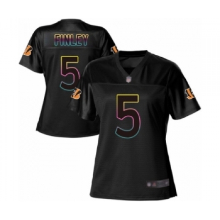 Women's Cincinnati Bengals #5 Ryan Finley Game Black Fashion Football Jersey