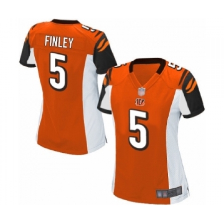 Women's Cincinnati Bengals #5 Ryan Finley Game Orange Alternate Football Jersey