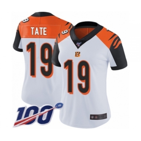 Women's Cincinnati Bengals #19 Auden Tate White Vapor Untouchable Limited Player 100th Season Football Jersey