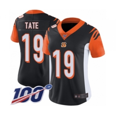 Women's Cincinnati Bengals #19 Auden Tate Black Team Color Vapor Untouchable Limited Player 100th Season Football Jersey