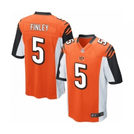 Men's Cincinnati Bengals #5 Ryan Finley Game Orange Alternate Football Jersey