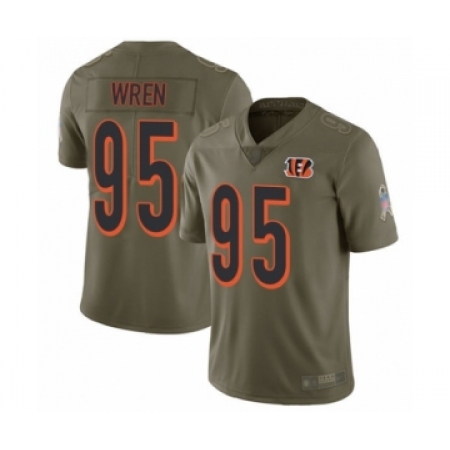 Youth Cincinnati Bengals #95 Renell Wren Limited Olive 2017 Salute to Service Football Jersey