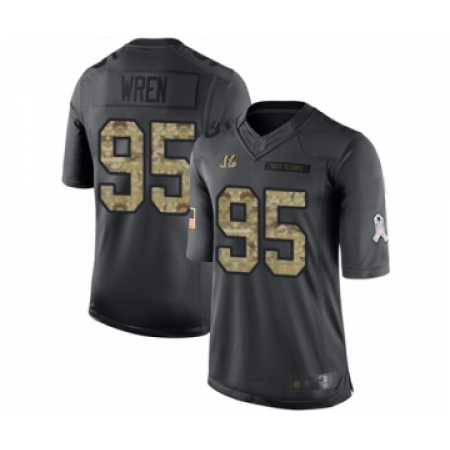 Youth Cincinnati Bengals #95 Renell Wren Limited Black 2016 Salute to Service Football Jersey
