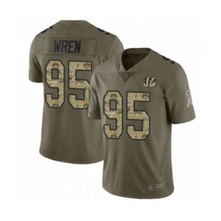 Youth Cincinnati Bengals #95 Renell Wren Limited Olive Camo 2017 Salute to Service Football Jersey