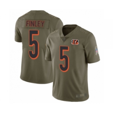 Youth Cincinnati Bengals #5 Ryan Finley Limited Olive 2017 Salute to Service Football Jersey