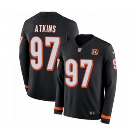 Men's Nike Cincinnati Bengals #97 Geno Atkins Limited Black Therma Long Sleeve NFL Jersey