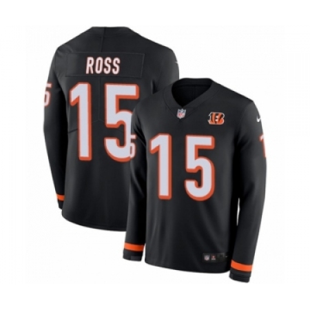 Men's Nike Cincinnati Bengals #15 John Ross Limited Black Therma Long Sleeve NFL Jersey