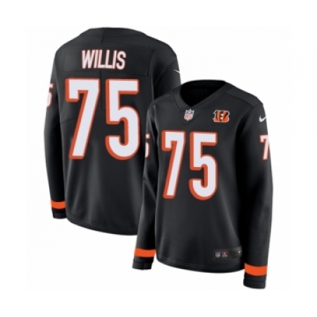 Women's Nike Cincinnati Bengals #75 Jordan Willis Limited Black Therma Long Sleeve NFL Jersey